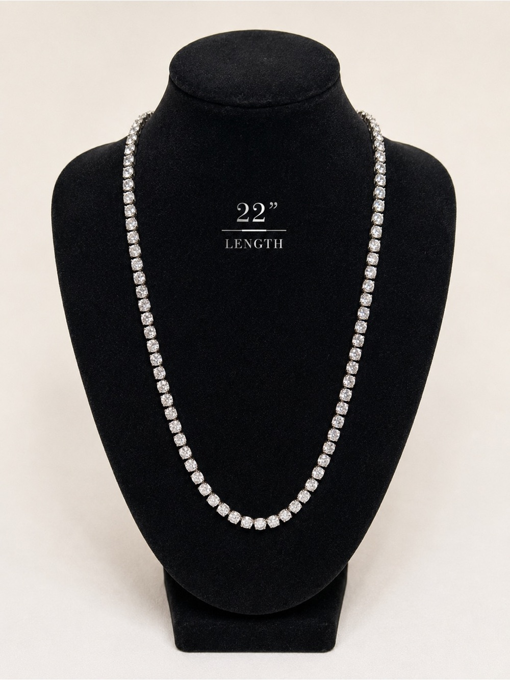 Elegant Tennis Necklace - Silver Tone - 22"